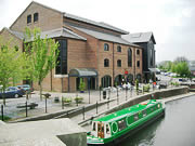 Barges on the canal outside Brecon theatre